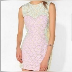 Shakuhachi Lace‎ Pastel Sweetheart Colorblock Floral Lined Dress Size Medium